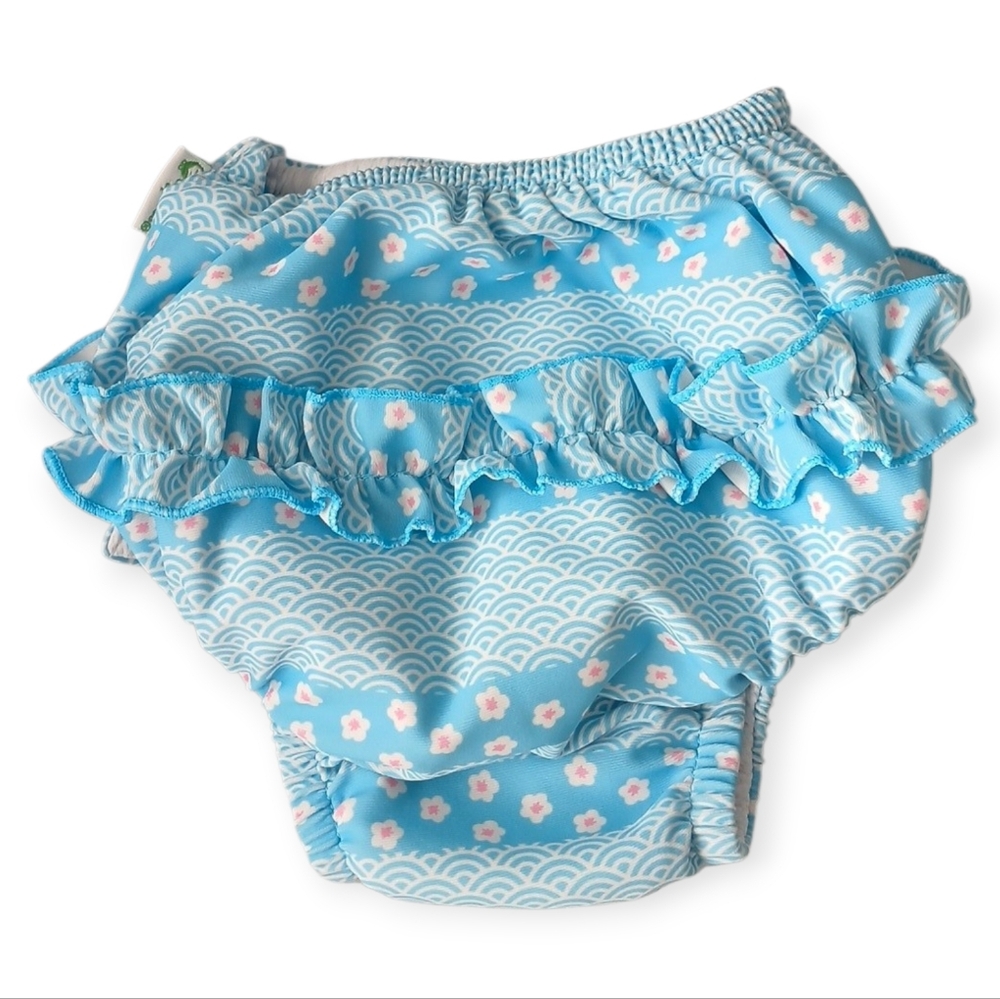 GREEN SPROUTS  ECO RUFFLE SNAP SWIM DIAPER. SIZE 6 MONTHS.
